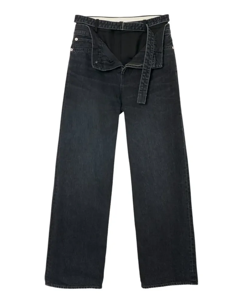 Sacai Jeans im Layering-Look - Schwarz Schwarz