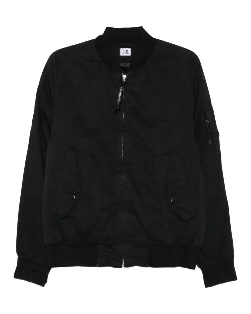 C.P. Company ribbed-trim zip-up jacket - Schwarz Schwarz
