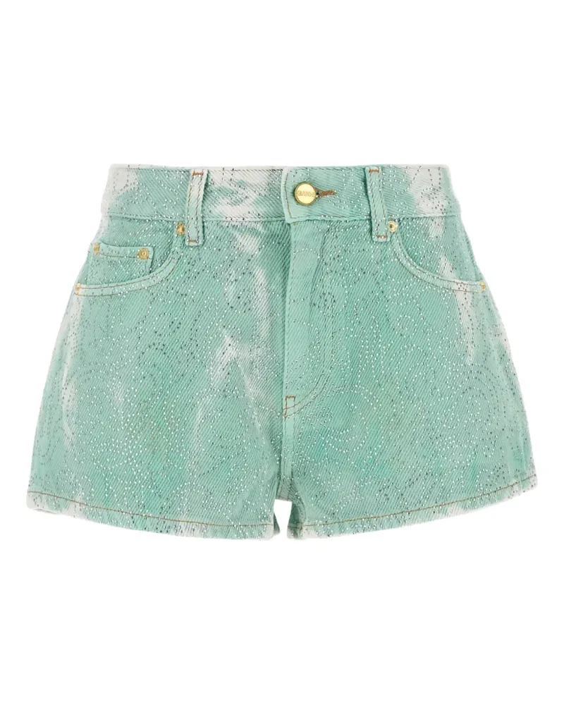 Ganni Zweifarbige Jeans-Shorts - Grün Grün