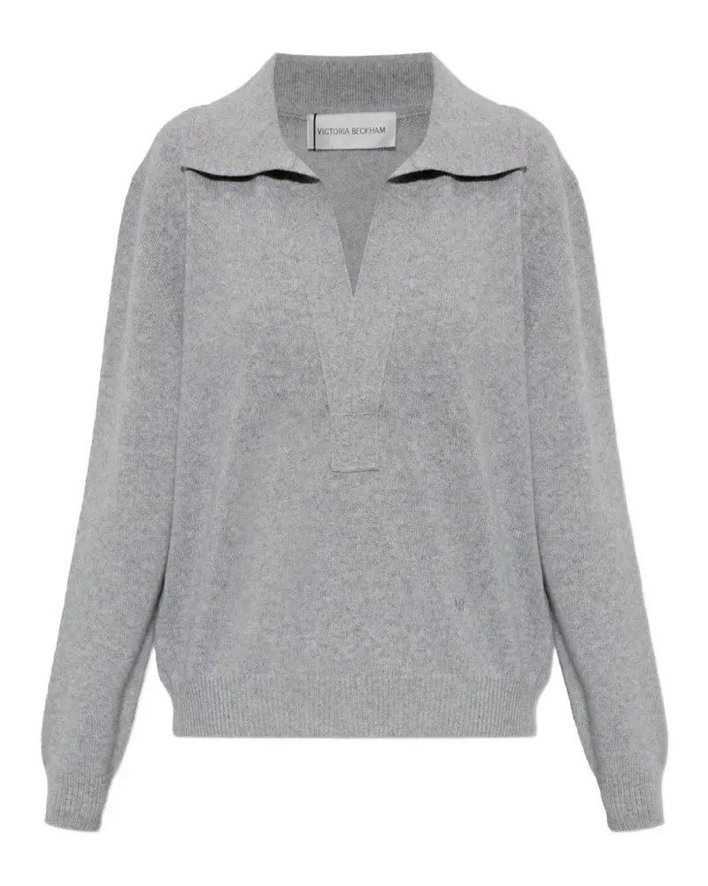 Victoria Beckham Langärmeliger Kaschmirpullover mit Poloshirtkragen - Grau Grau