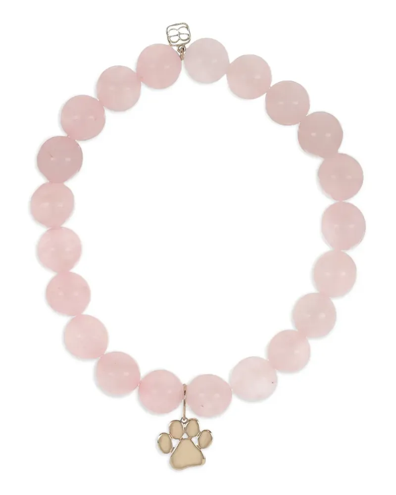 Sydney Evan rose quartz paw charm bracelet - Rosa Rosa
