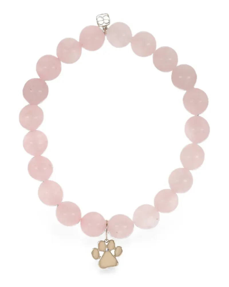 Sydney Evan rose quartz paw charm bracelet - Rosa Rosa