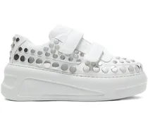 Plateau-Sneakers mit Klettverschluss - Weiß