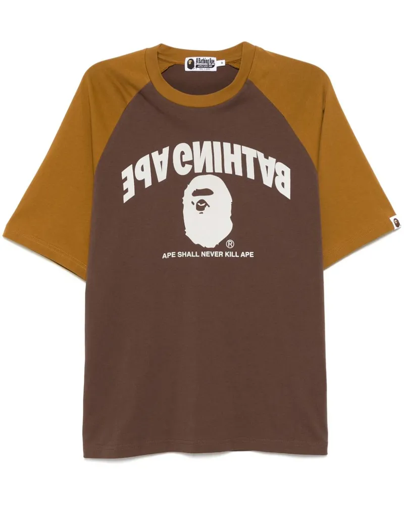 BAPE College T-Shirt mit Raglanärmeln - Braun Braun