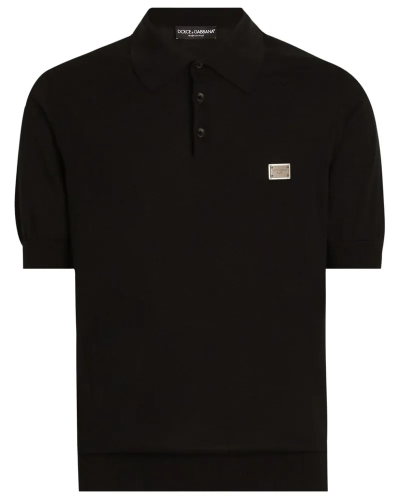 Dolce & Gabbana Poloshirt mit Logo-Schild Schwarz