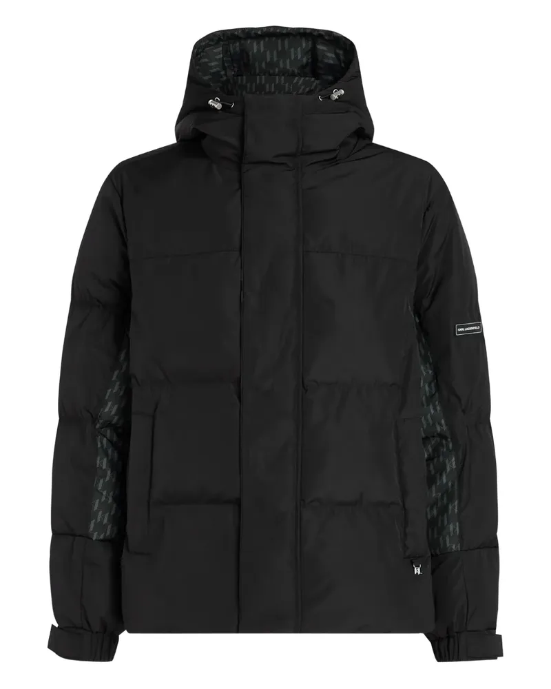 Karl Lagerfeld Gefütterte Jacke mit Kontrasteinsatz - Schwarz Schwarz