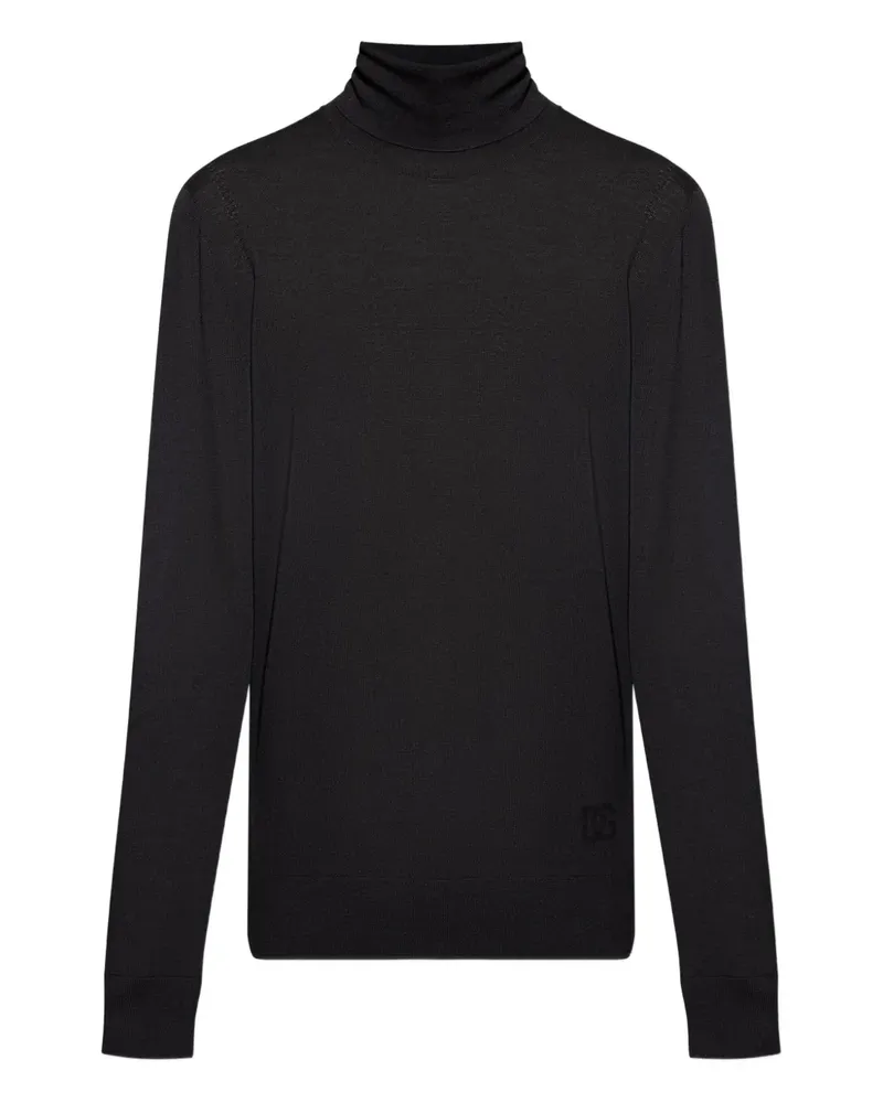 Dolce & Gabbana Rollkragenpullover mit Logo - Schwarz Schwarz