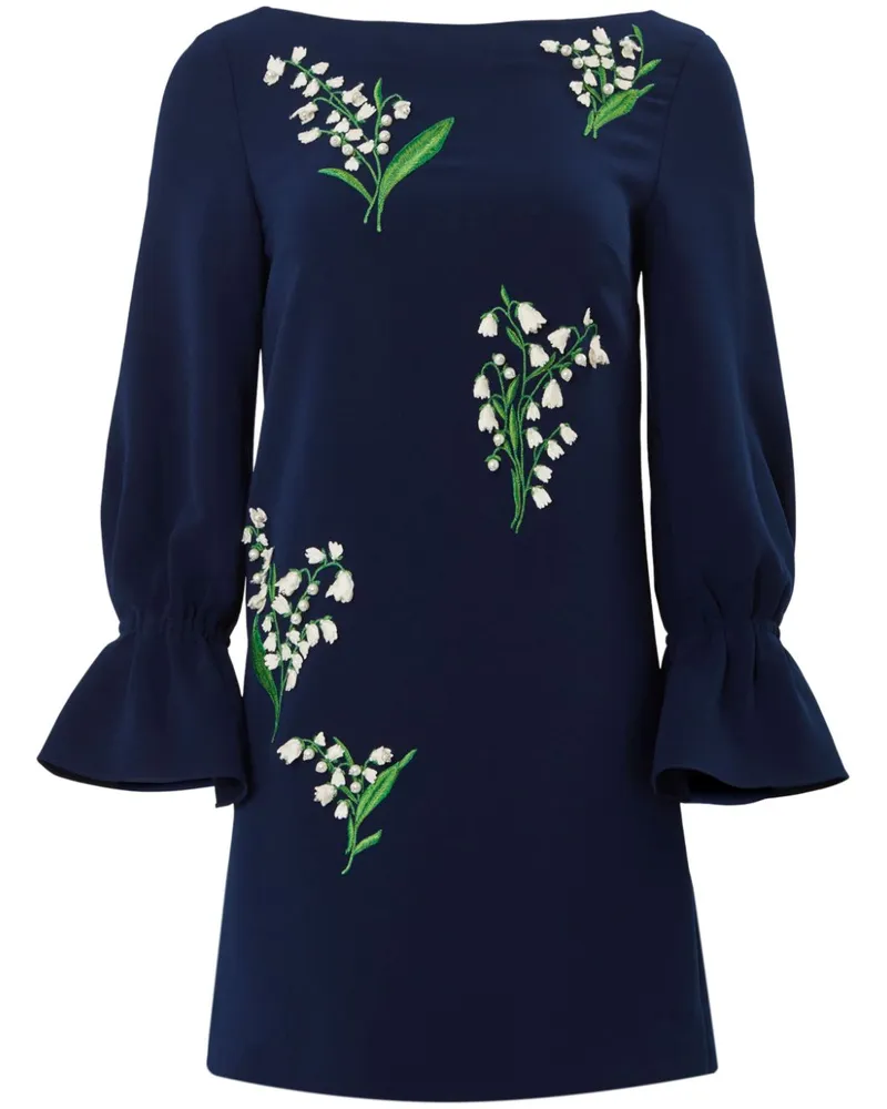 Carolina Herrera New York Minikleid mit Blumenstickerei Blau