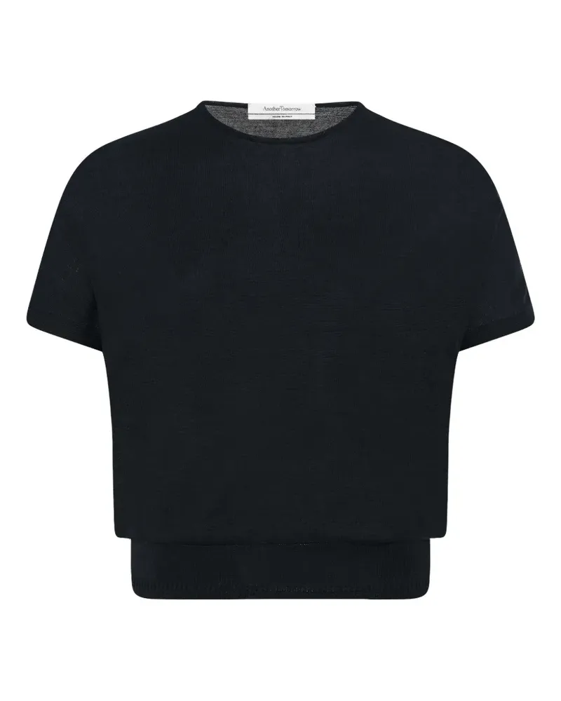 Another Tomorrow short-sleeve wool top - Schwarz Schwarz