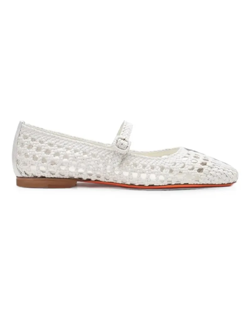 Santoni woven buckle-strap ballet flats - Weiß Weiß