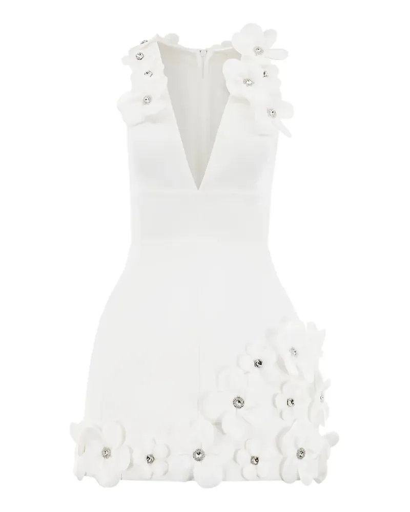 BRONX AND BANCO Estelle floral appliqué V-neck mini dress - Weiß Weiß