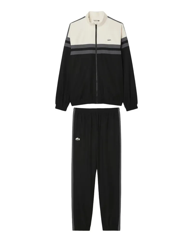 Lacoste hooded striped tracksuit - Schwarz Schwarz