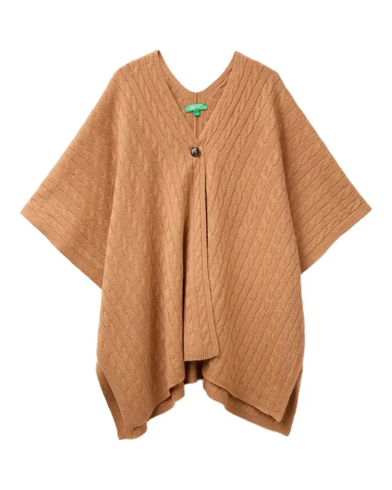 Benetton cable-knit button-up cape - Braun Braun