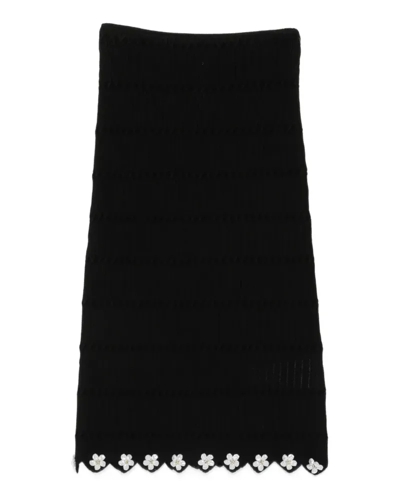 Maje flower-embellished midi knitted skirt - Schwarz Schwarz