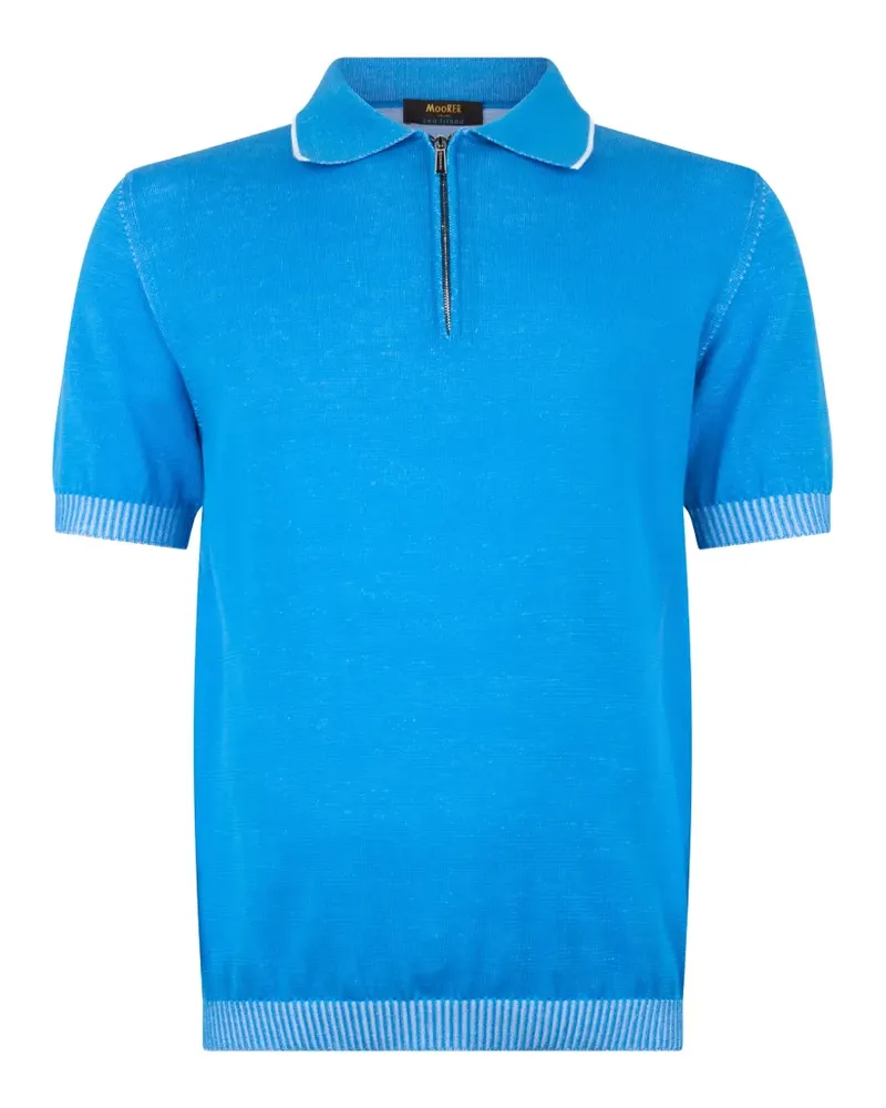 MOORER Coty-Sic Poloshirt mit Reißverschlusskragen - Blau Blau