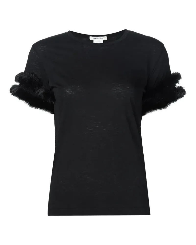 Comme des Garçons T-Shirt mit Besatz aus Faux Fur - Schwarz Schwarz