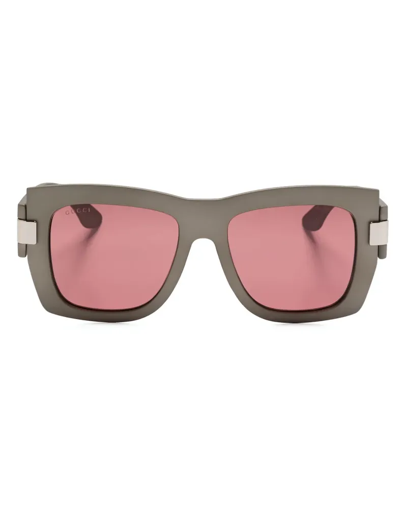 Gucci Sonnenbrille mit eckigem Gestell - Grau Grau