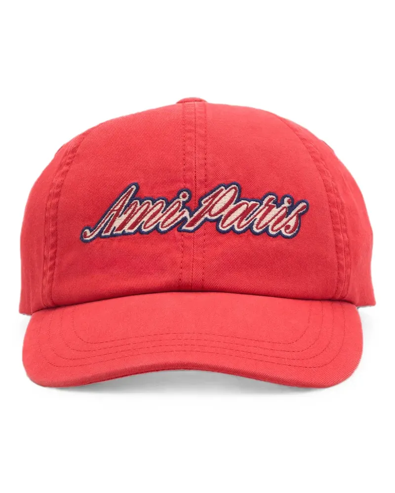 AMI Paris cotton cap with  embroidery - Rot Rot