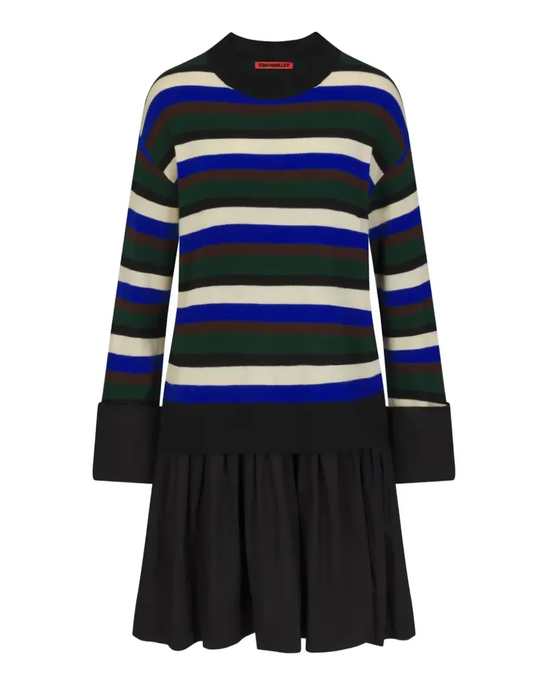 Simon Miller Gestreiftes Pip Popeline-Midikleid - Schwarz Schwarz