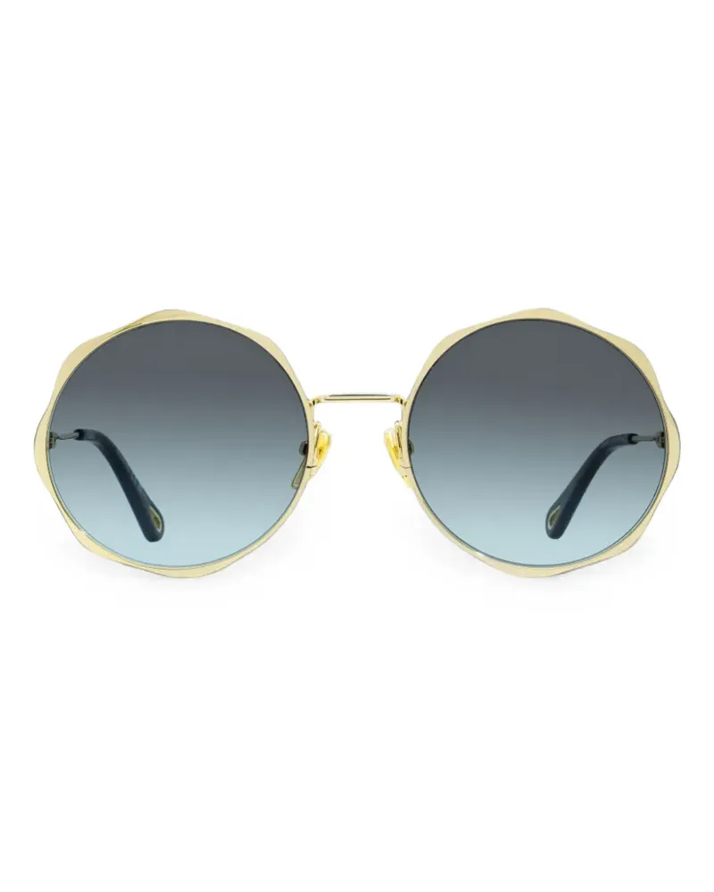Chloé Sonnenbrille mit rundem Gestell und Wellenkante - Gold Gold