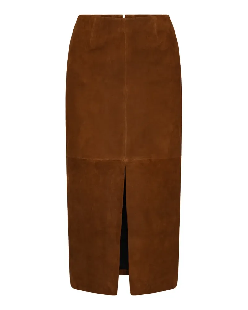 ROTATE Birger Christensen Midi-Bleistiftrock aus Wildleder - Braun Braun