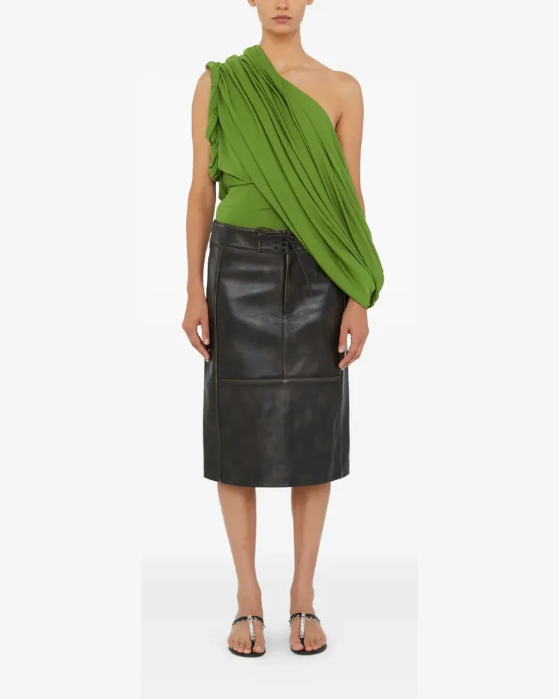 Christopher Esber burnished leather panelled skirt - Schwarz Schwarz