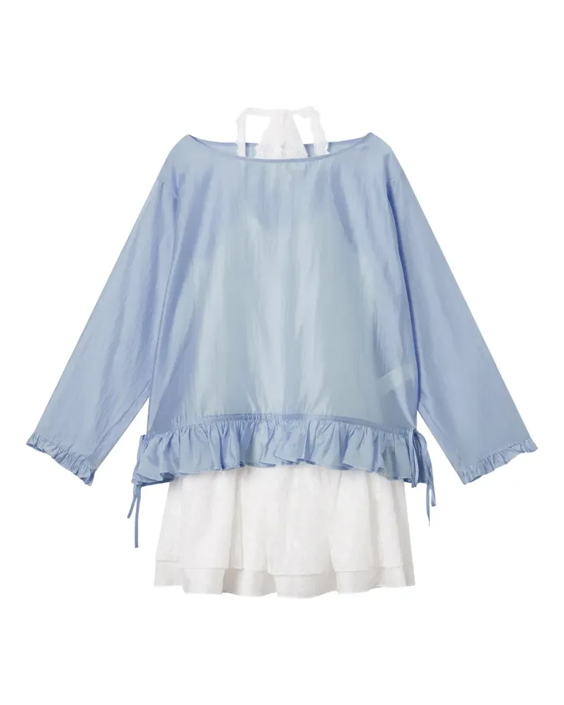 b+ab Gerüschter Playsuit aus Spitze - Weiß Weiß