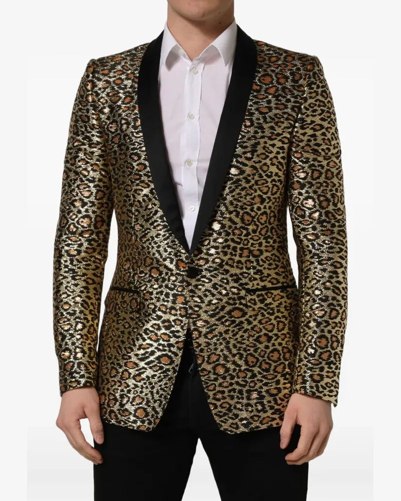 Dolce & Gabbana leopard-print single-breasted blazer - Gold Gold