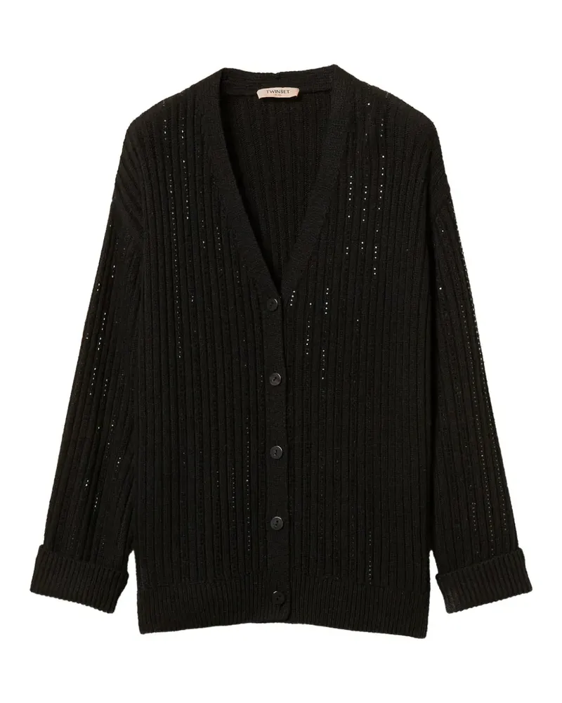 Twin-Set Cardigan mit Strass - Schwarz Schwarz