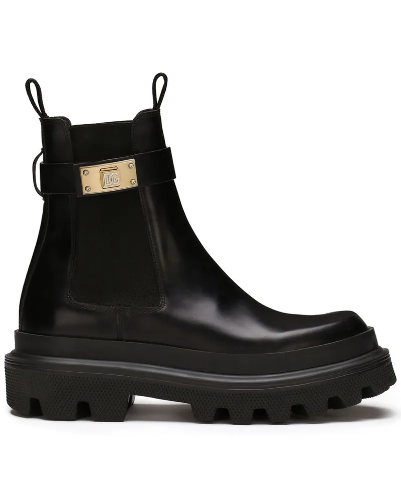 Dolce & Gabbana Stiefeletten mit Logo - Schwarz Schwarz