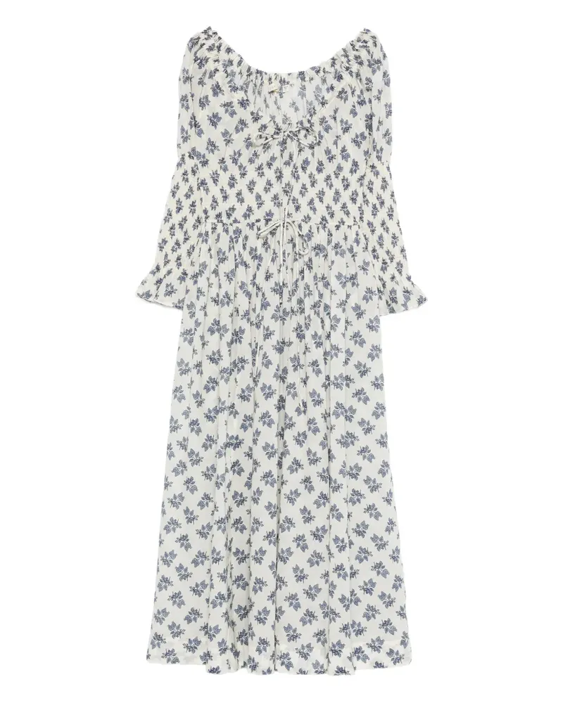 DÔEN Kleid mit Blumen-Print - Weiß Weiß