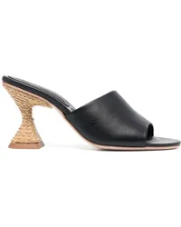 Paloma Barceló Mules aus Raffiabast 85mm Schwarz