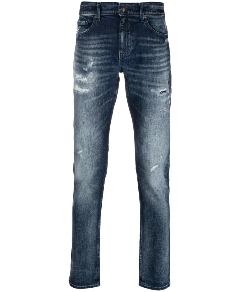 HUGO BOSS Jeans in Distressed-Optik - Blau Blau