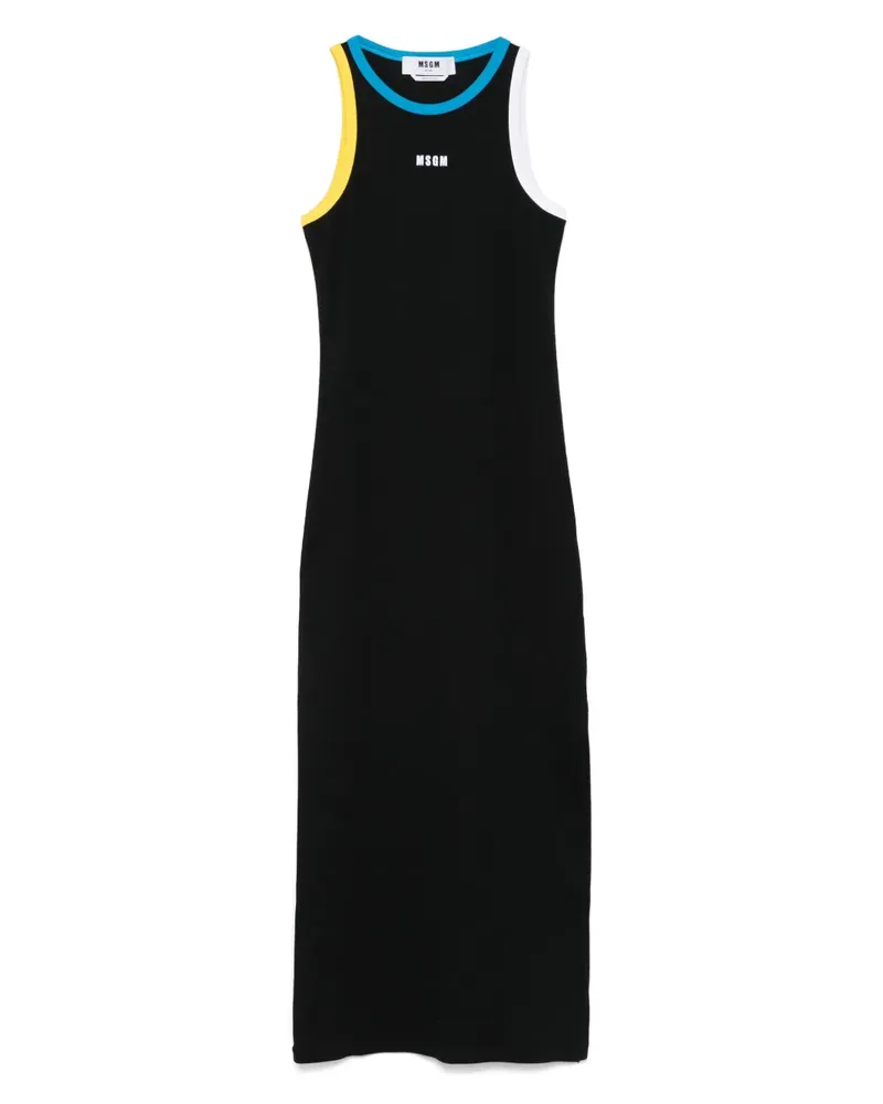 MSGM Maxikleid mit Kontrastbesatz - Schwarz Schwarz