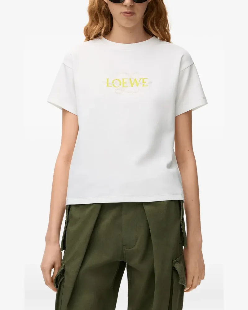 Loewe T-Shirt mit Logo-Stickerei - Weiß Weiß