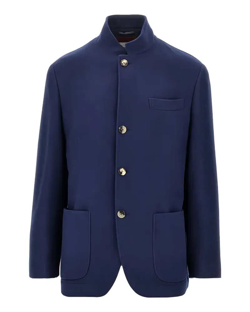 Brunello Cucinelli mandarin-collar jacket - Blau Blau