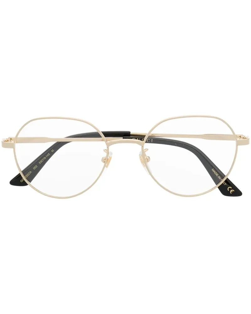 Gucci Runde Brille mit Logo-Gravur - Gold Gold