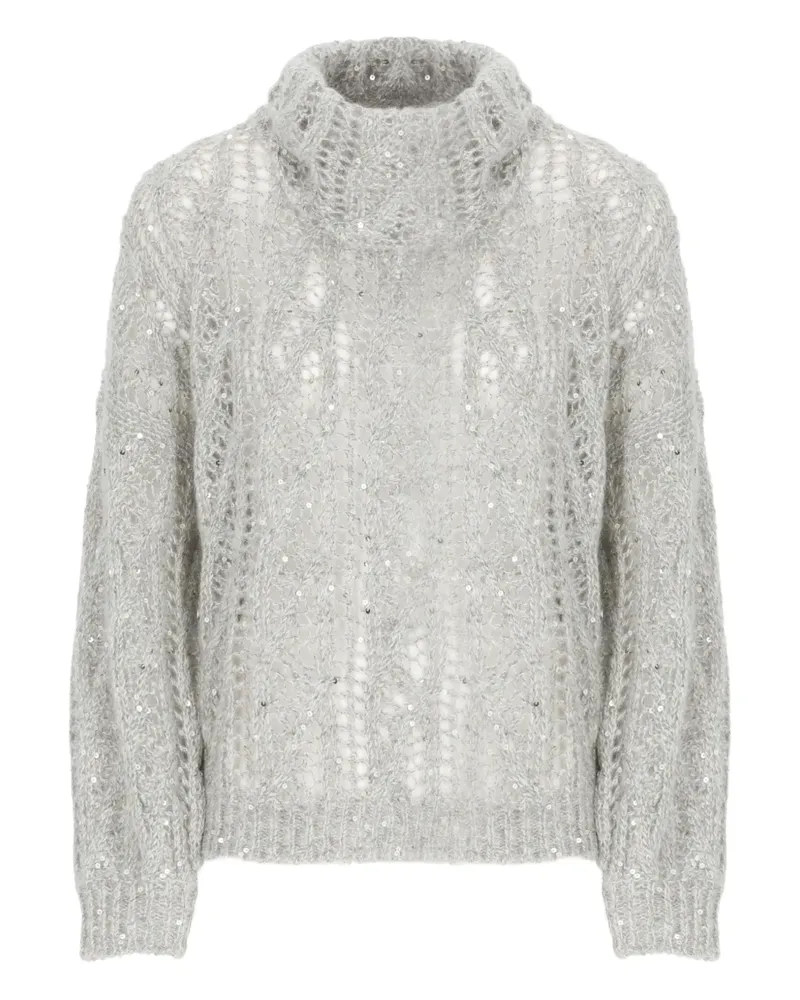 PANICALE Cashmere open-knit sequinned sweater - Grau Grau