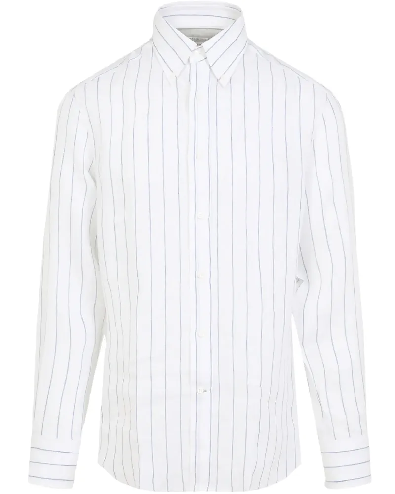 Brunello Cucinelli Gestreiftes Hemd - Weiß Weiß