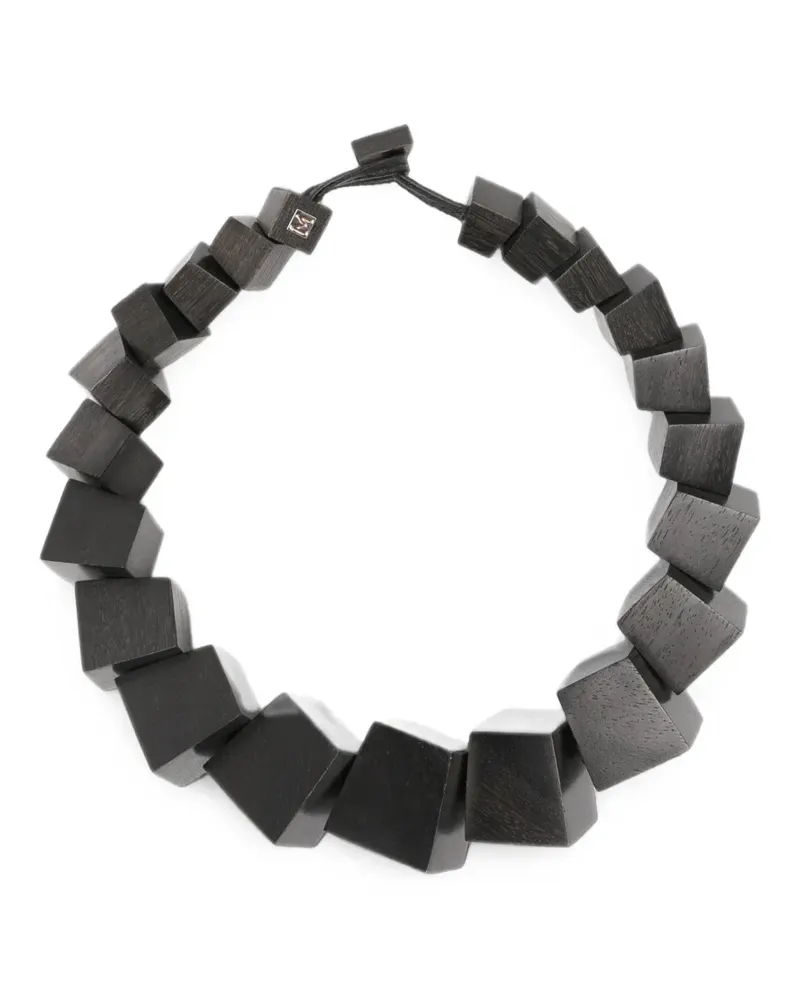 Monies Geometrische Aether Halskette aus Holz - Schwarz Schwarz