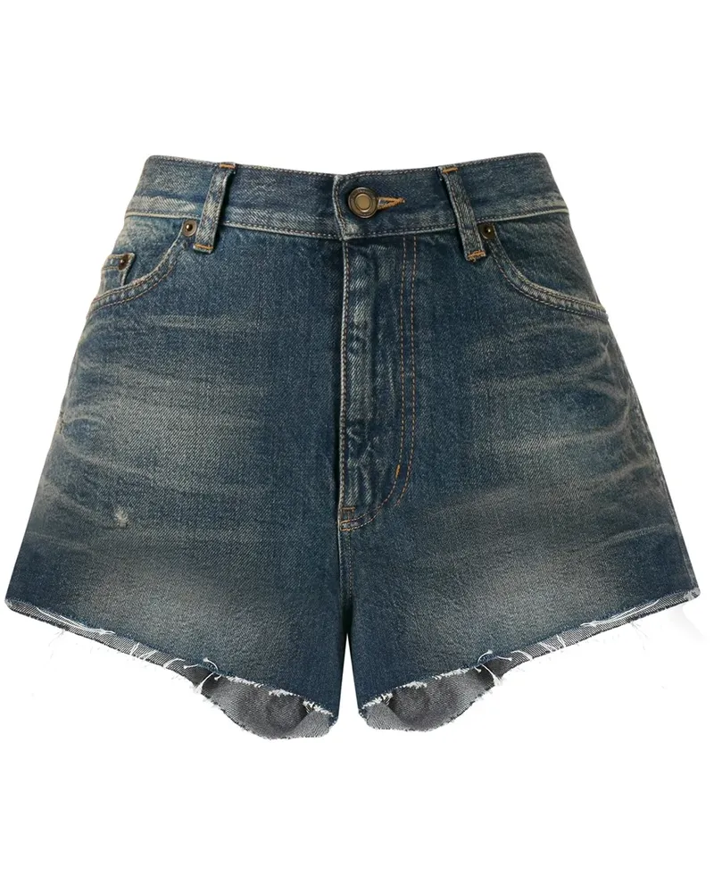 Saint Laurent Jeans-Shorts mit hohem Bund - Blau Blau