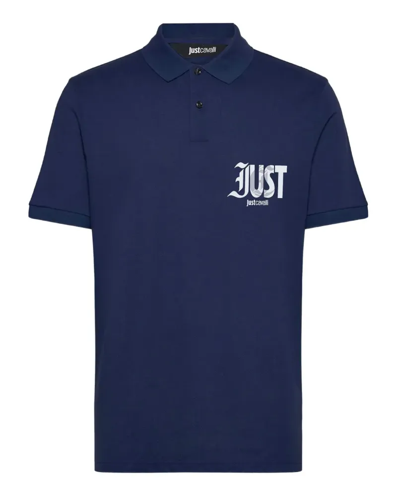 Just Cavalli logo-print cotton polo shirt - Blau Blau