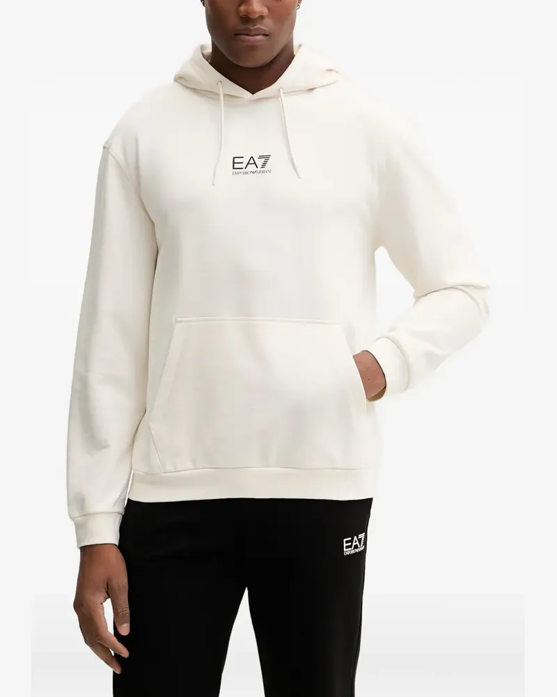 EA7 logo-print drawstring hoodie - Nude Nude