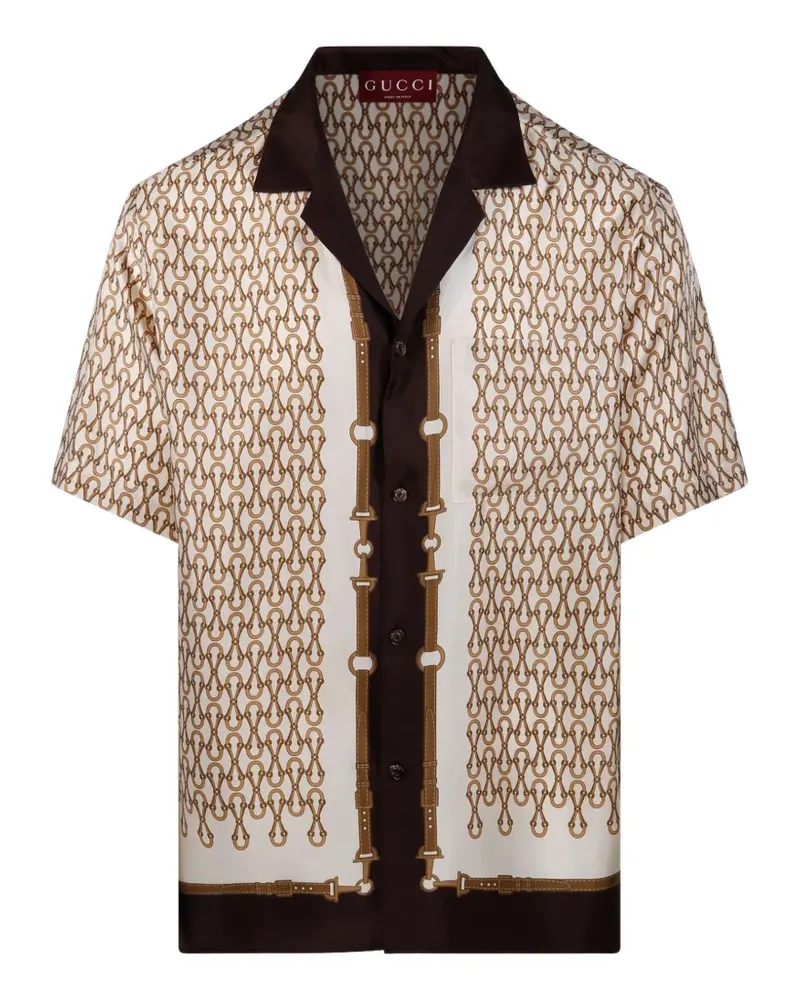 Gucci chain-print button shirt - Nude Nude