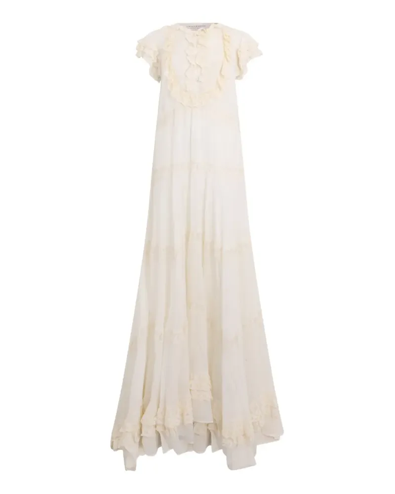 Philosophy Di Lorenzo Serafini ruffled lace-trim maxi dress - Nude Nude