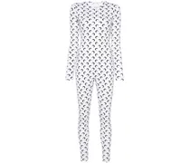 Jersey-Catsuit mit Mond-Print - Weiß