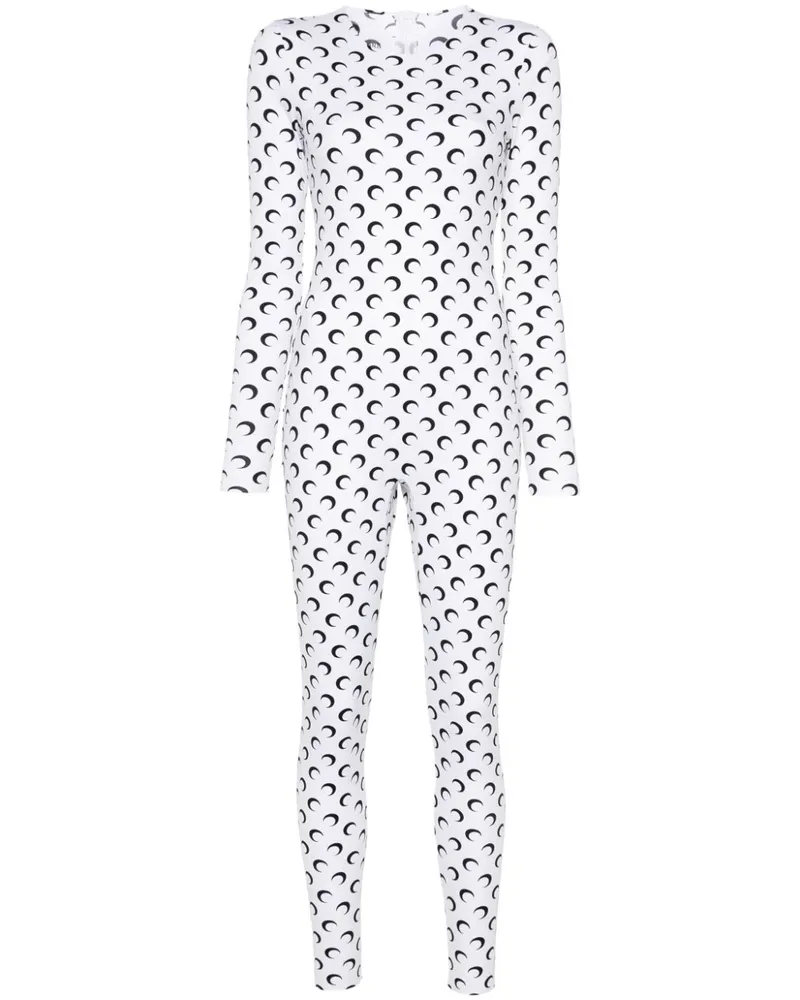 Marine Serre Jersey-Catsuit mit Mond-Print - Weiß Weiß