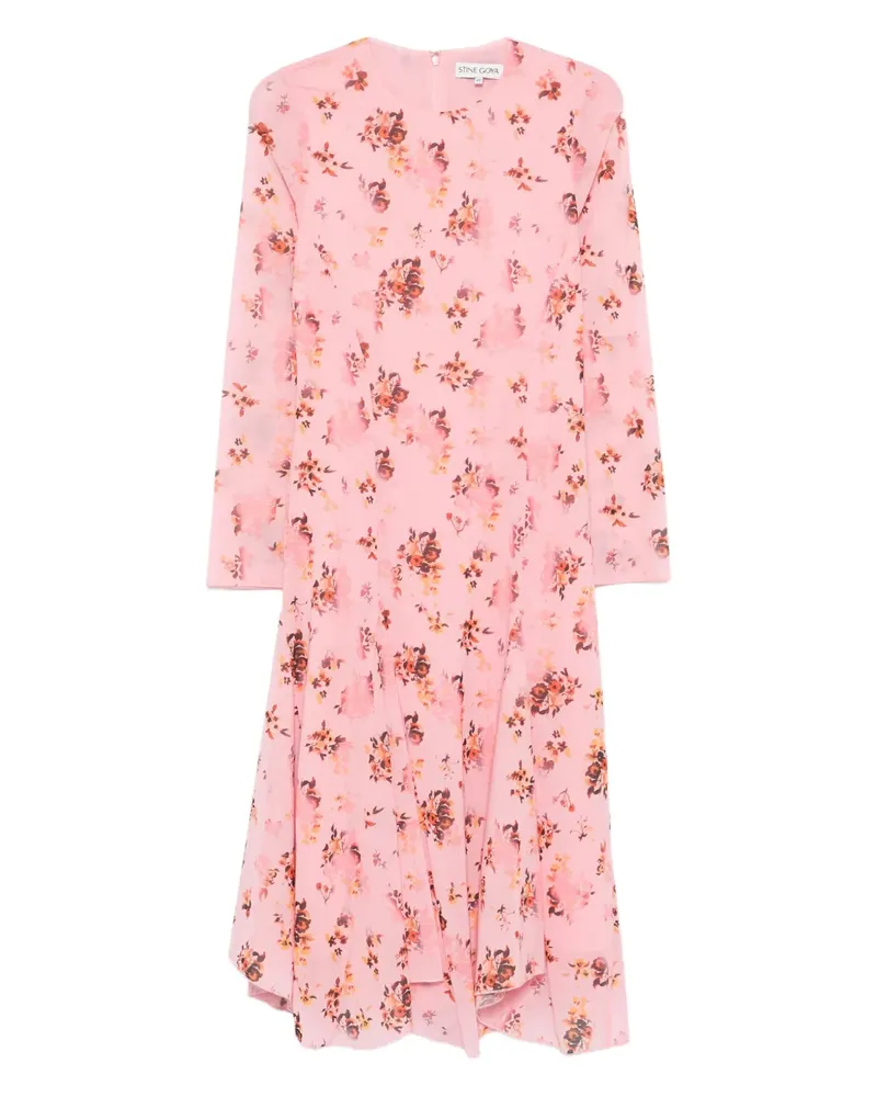Stine Goya Midikleid mit Blumen-Print - Rosa Rosa