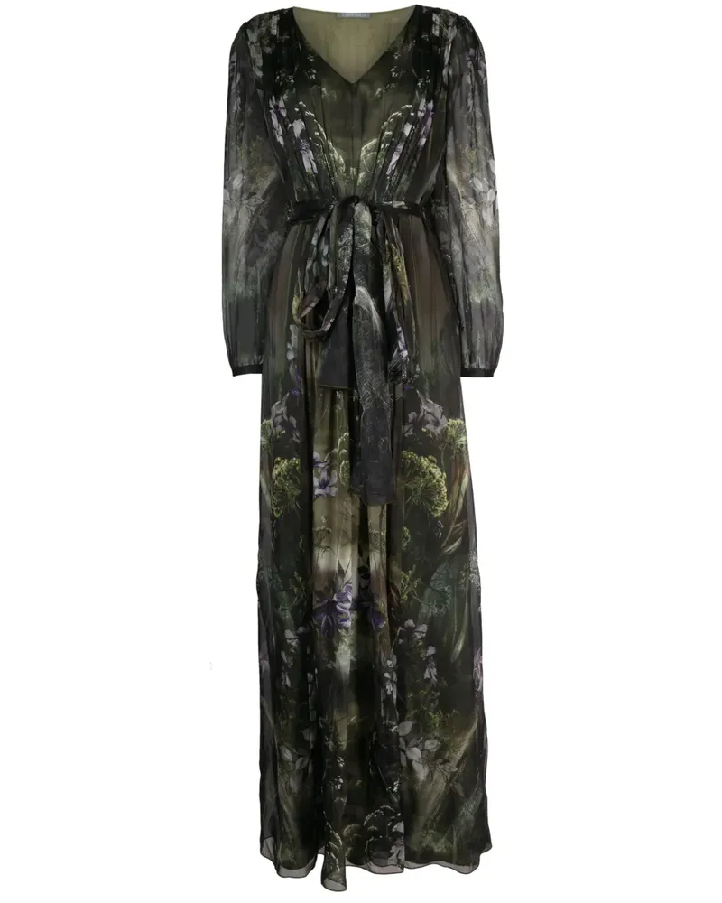 Alberta Ferretti Seidenkleid mit Print - Grün Grün
