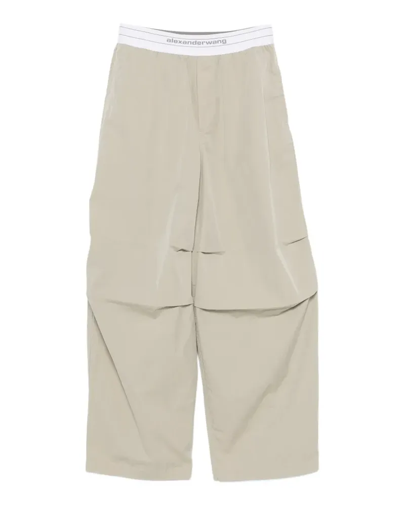 Alexander Wang logo-elastic pleated-knee trousers - Grün Grün
